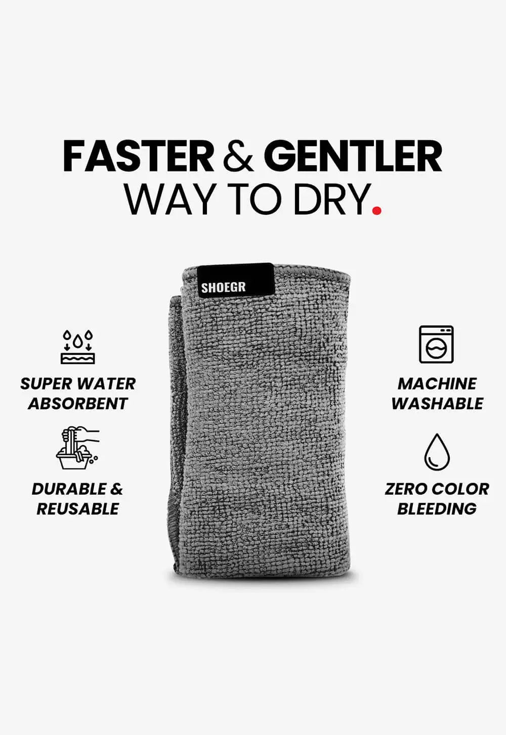 SHOEGR Microfiber Towel - Gentle Way to Clean & Dry Shoes 