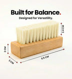 Wooden SHOEGR Medium Shoe brush with PP bristles, dimensions labeled, and 'Built for Balance' text on a white background