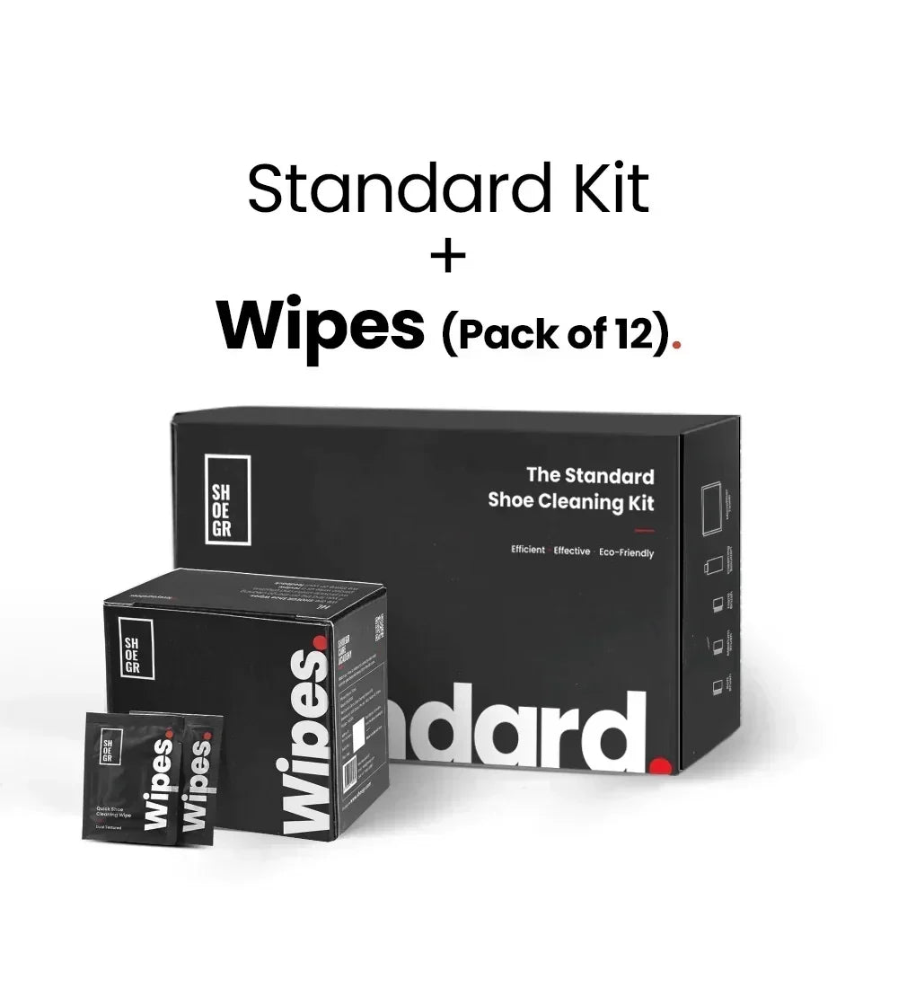 Standard Shoe Cleaning Kit + Wipes (Pack of 12)