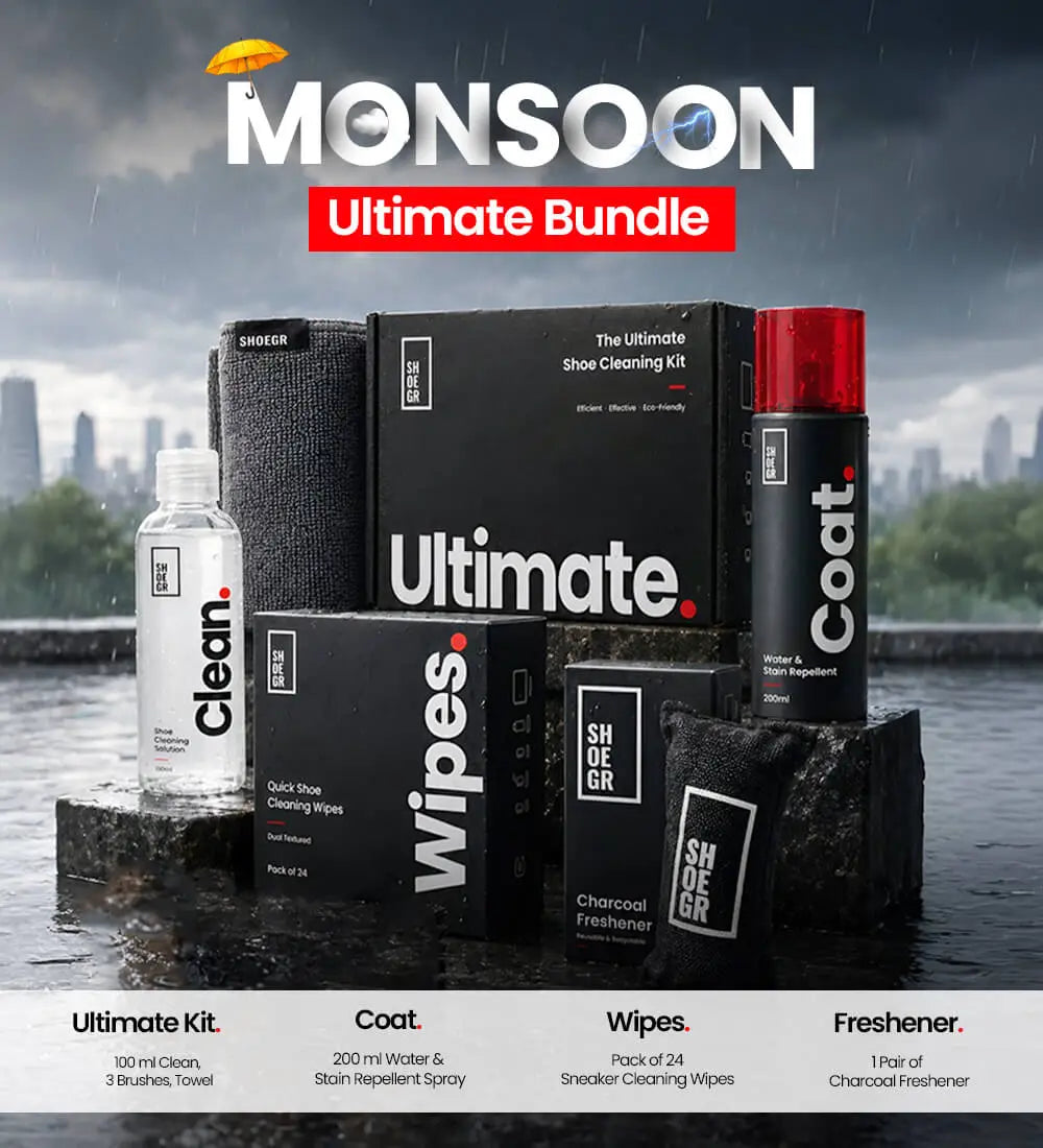 Monsoon Ultimate Bundle with shoe cleaning and protection products - ultimate shoe cleaning kit., coat water repellent spray, charcoal freshener, wipes.