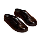 Freddo Lustro | Black leather sneaker mule on white background