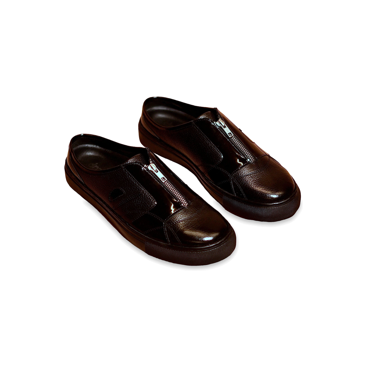 freddo lustro black leather sneaker mule