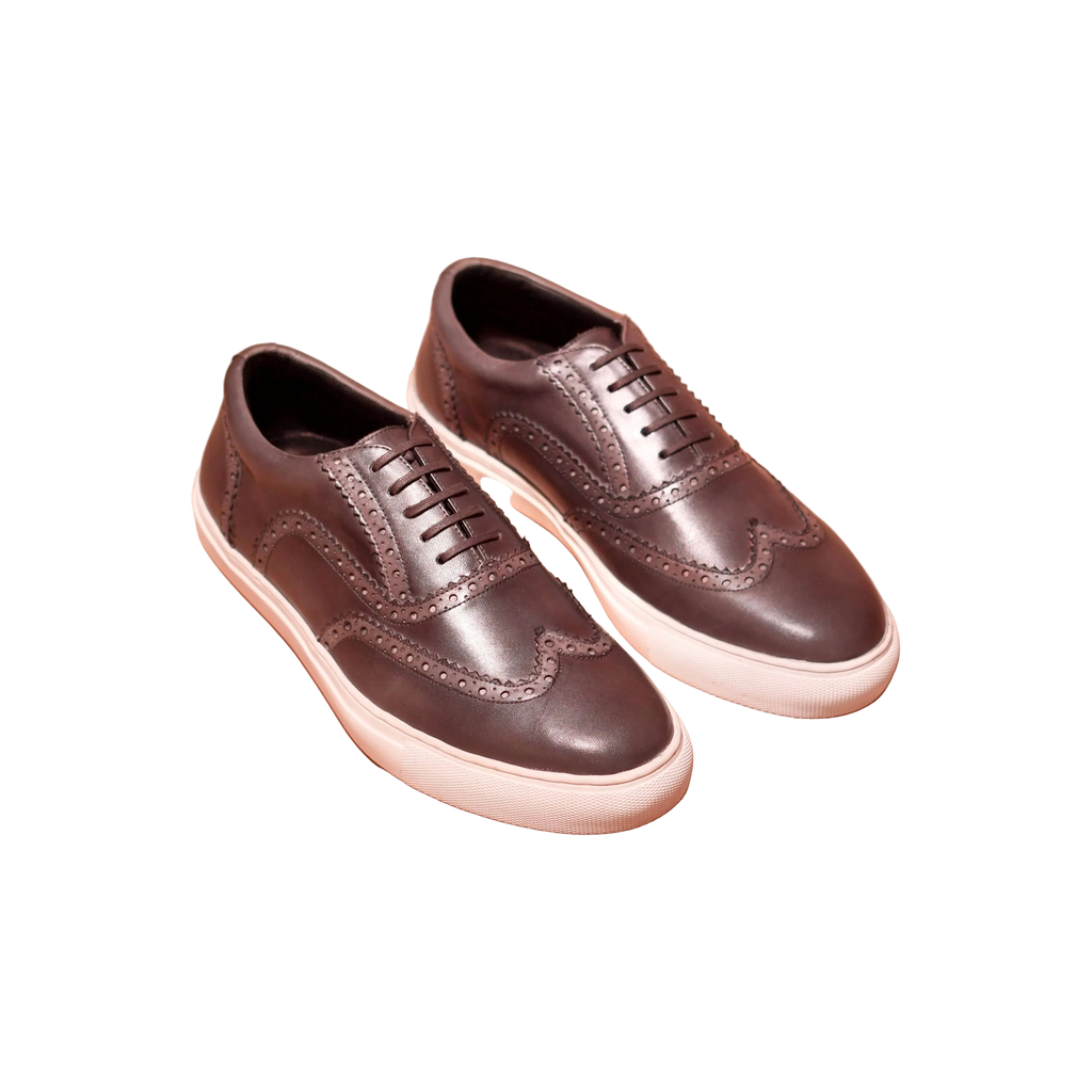 grego classic steel grey leather brogue sneaker