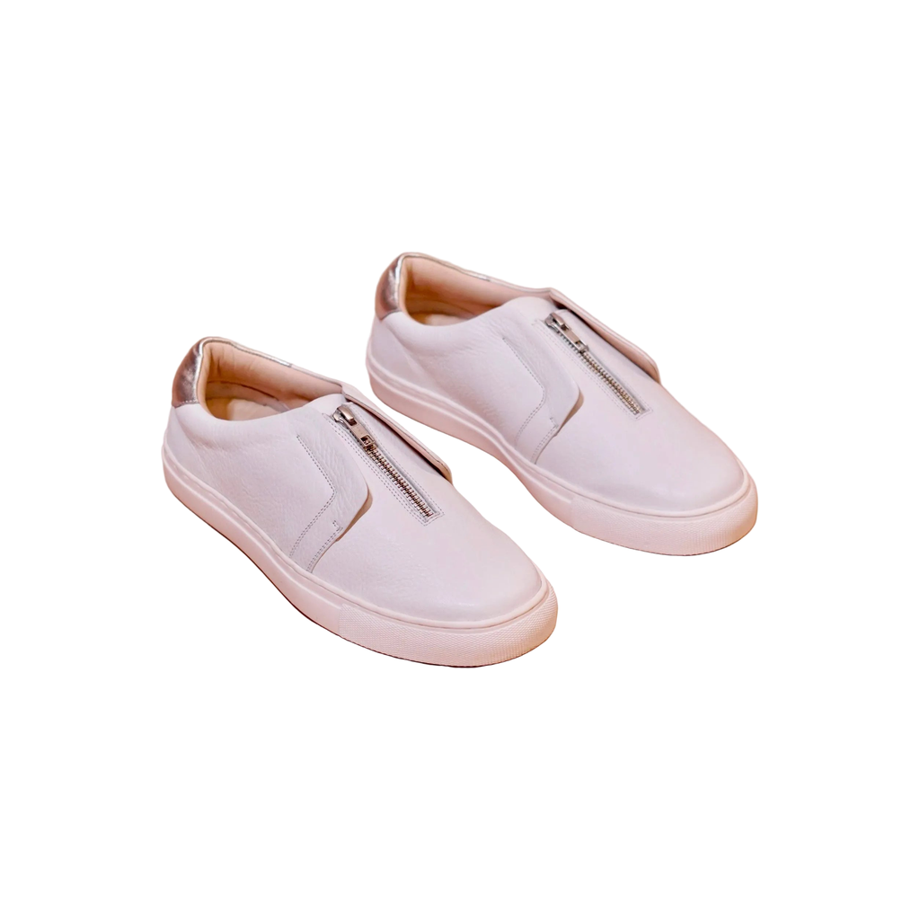 pigro bianco white zip up leather sneakers
