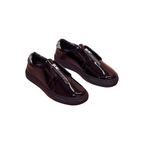 pigro lustro black patent leather zip up sneakers