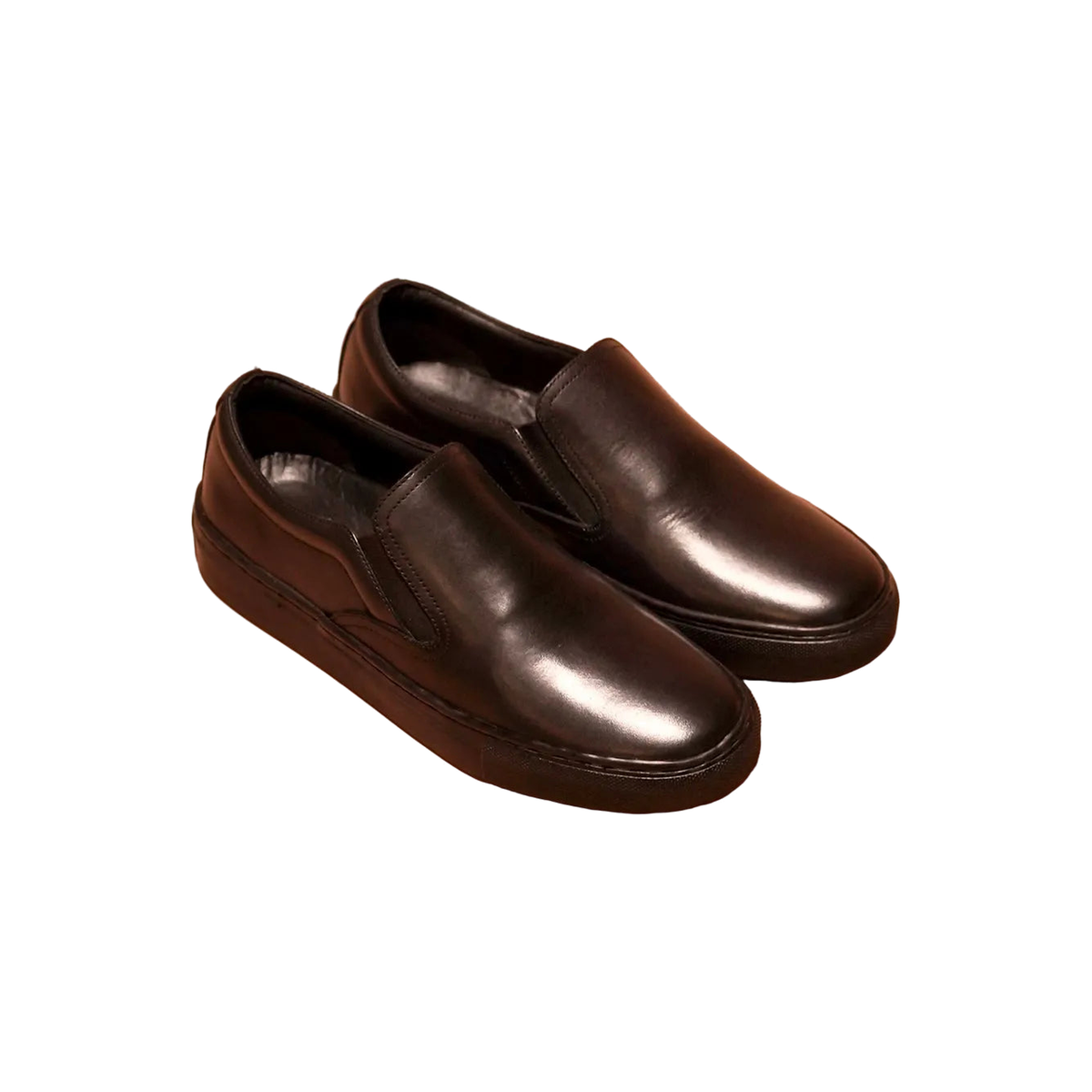scarpo nero black leather slip on sneakers