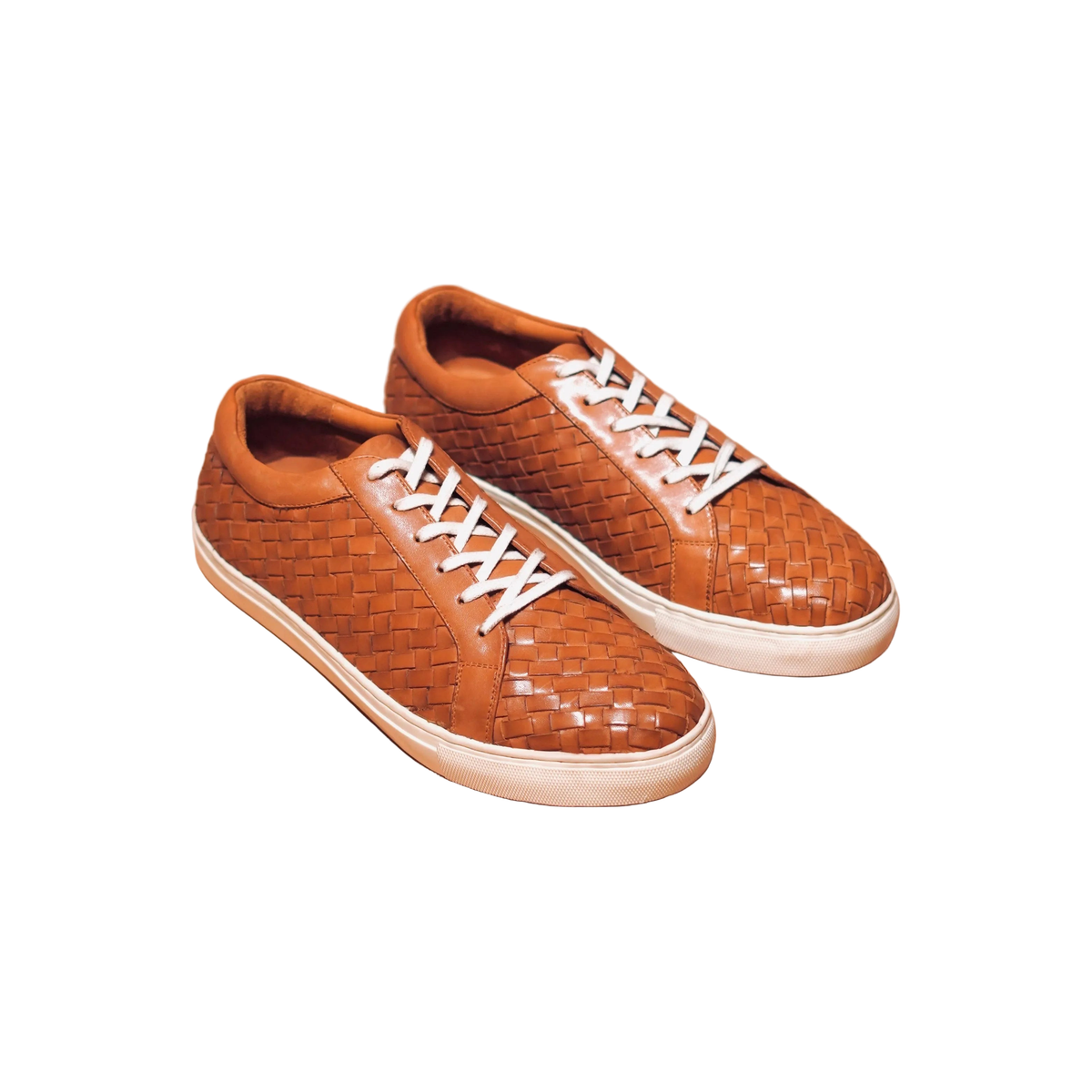 scarpo tesso hand woven tan leather sneakers