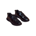 sportivo black patent leather and suede sneakers