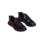 sportivo black patent leather and suede sneakers